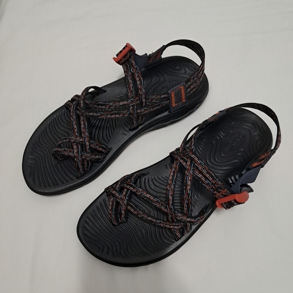 Chaco Black and Orange Strappy Sandals - Picture 5 of 11